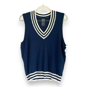 Kyodan‎ Golf Sweater Vest Womens Blue White Poseidon Stripe Nautical Size M NWT